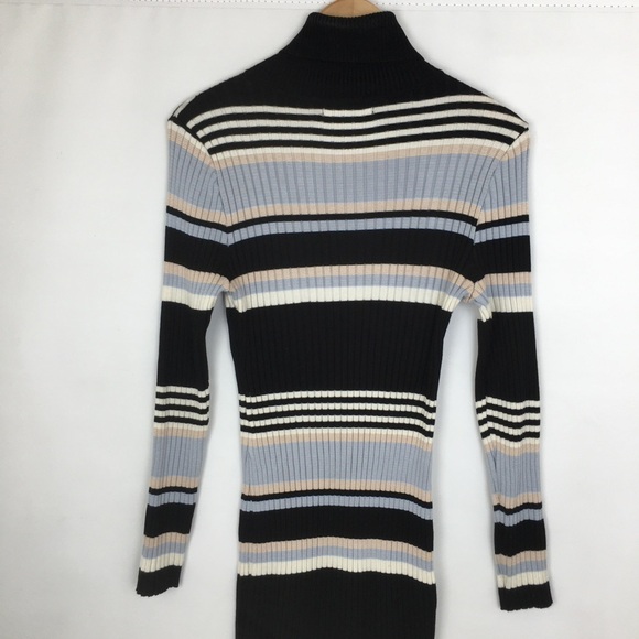 Y2K Ribbed Turtleneck Sweater Dress Women’s Size XL Black Blue Tan Almost Famous - Picture 8 of 11